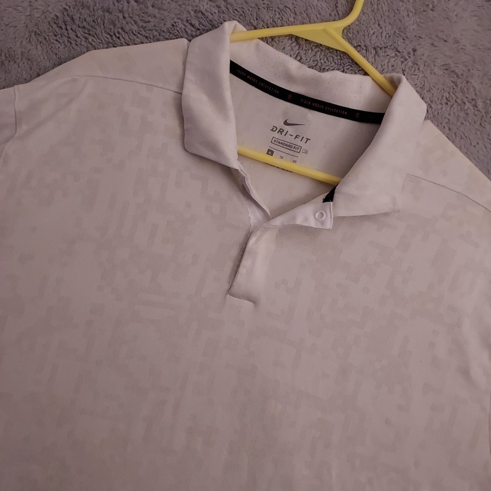 Nike Polo Shirt Men Extra Large Tiger Woods Digital Camo Off White Dri Fit Golf